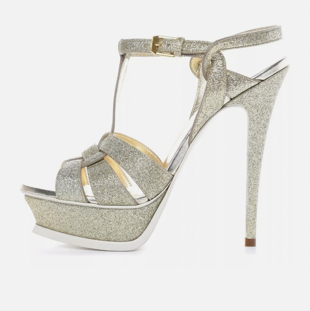 SOLD YSL Saint Laurent Gold Tribute Sandal NWOB